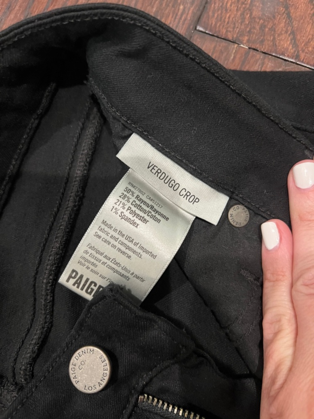 PAIGE Black Skinny High-Rise Jeans verdugo crop - Picture 3 of 3